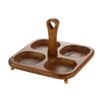 اردوخوری مدل چوبی 4 خونه دسته دار