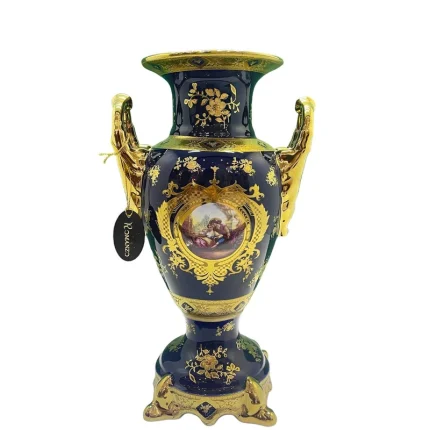 گلدان کلاسیک سورمه‌ای رومانزو، انتخابی خاص برای تزئین بوفه، میز و کنسول.