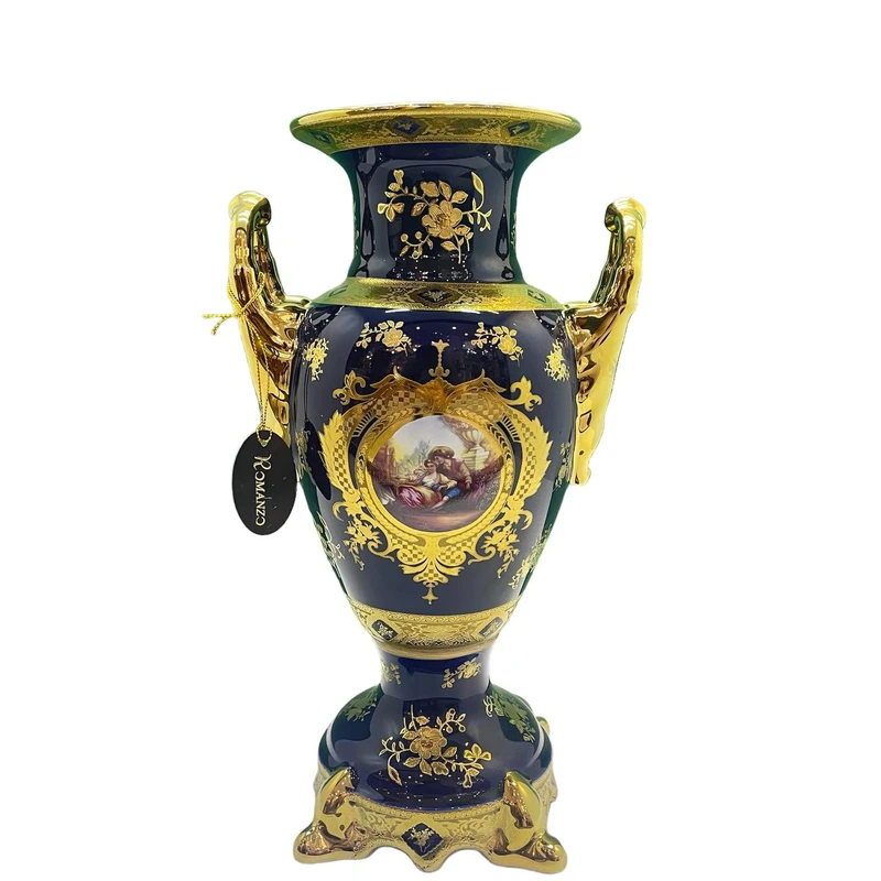 گلدان رومانزو مدل کوبالتی (2) گلدان کلاسیک سورمهای رومانزو، انتخابی خاص برای تزئین بوفه، میز و کنسول.