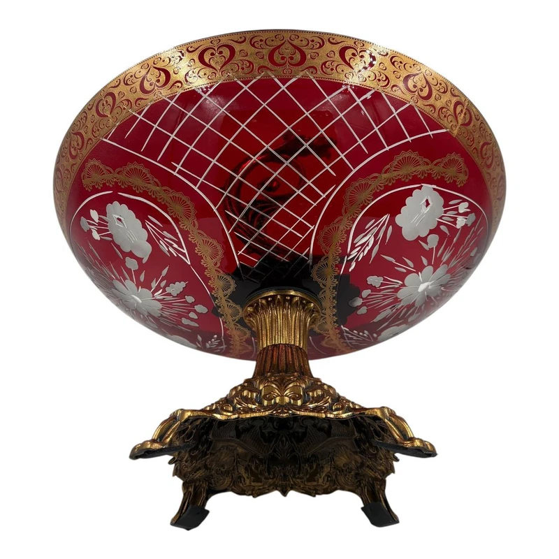 میوه خوری مدل ترنج (5) "میوهخوری تزئینی با رنگهای لوکس قرمز و طلایی و طراحیهای دقیق."