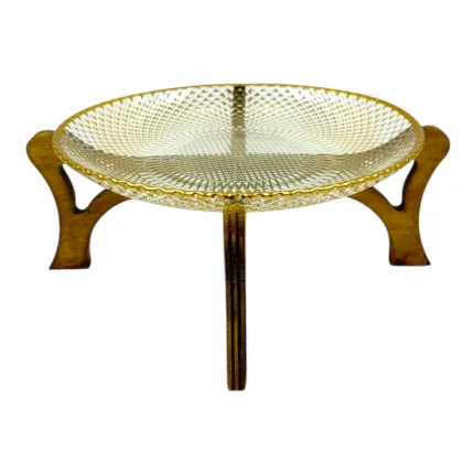 پیش دستی مدل سولو تخت با طرح شیشه‌ای و پایه چوبی خلاقانه.