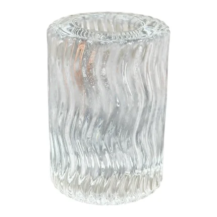 جاشمعی کریستال استوانه ای کد 0018 با طراحی شفاف و بافت موج دار