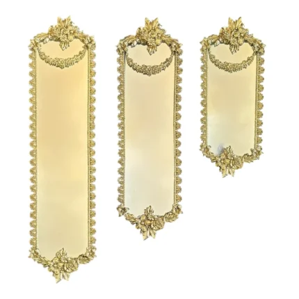 مجموعه سه‌تایی آینه با قاب برنجی طلایی و طراحی کلاسیک