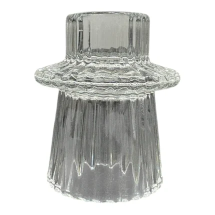 جاشمعی کریستال مدل دامنی کد 0024 مناسب برای شمع وارمری و قلمی با بدنه شیار دار