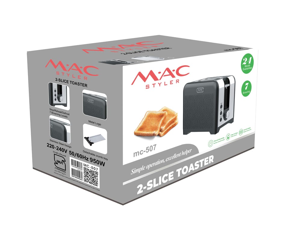 507 توستر حرفه ای با تنظیم درجه برشته شدن نان و سینی خرده نان