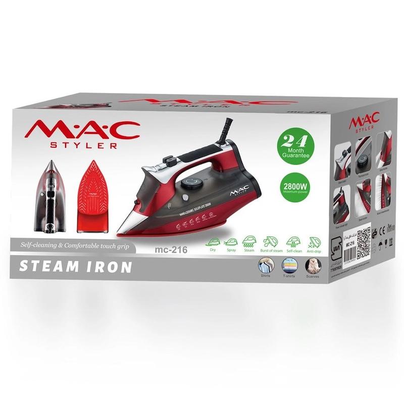 اتو بخار دستی ۲۸۰۰ وات هوشمند مک استایلر mc-216 (2) اتو بخار مک استایلر MC-216 با کفی نانو سرامیک و بخاردهی عمودی