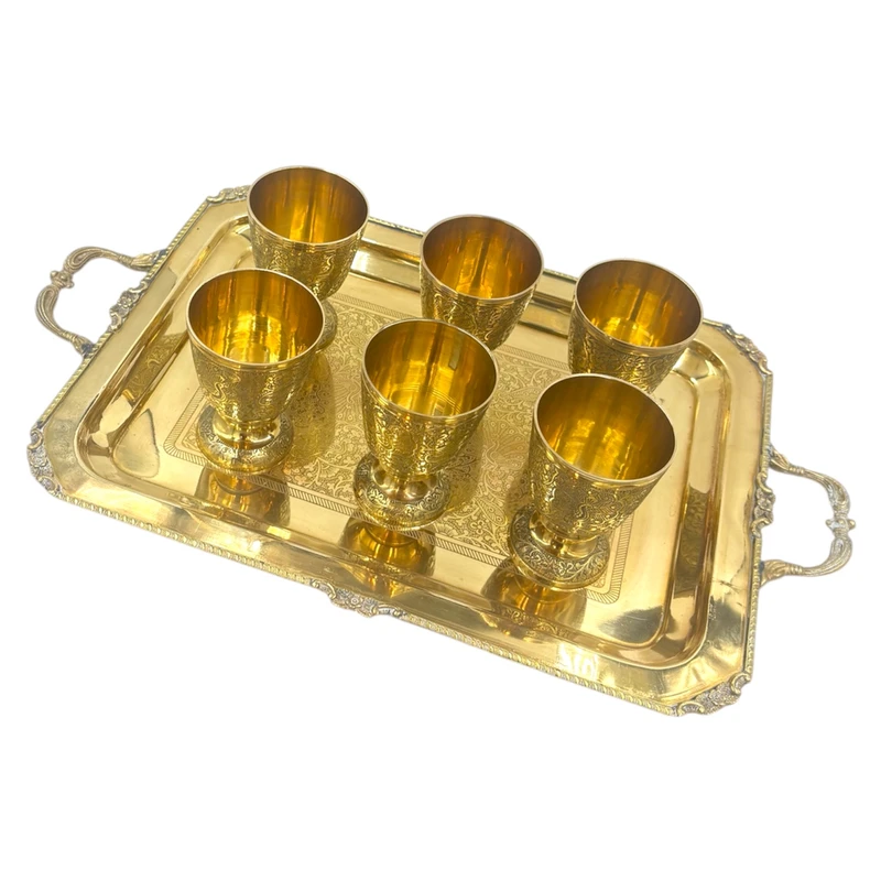 سرویس چای خوری 7 پارچه مدل طاووسی گلد (3) سرویس چای خوری 7 پارچه مدل طاووسی گلد با فنجان های طلایی