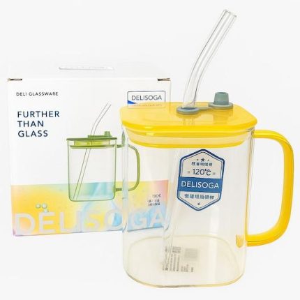 لیوان اسموتی دسته‌دار DELISOGA با طراحی مدرن و شفاف