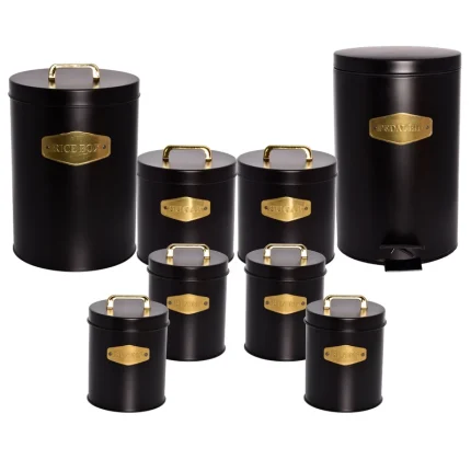 ست کامل پاسماوری ۸ پارچه بی.وی.کی مدل رویال با رنگ سرمه‌ای و پلاک طلایی