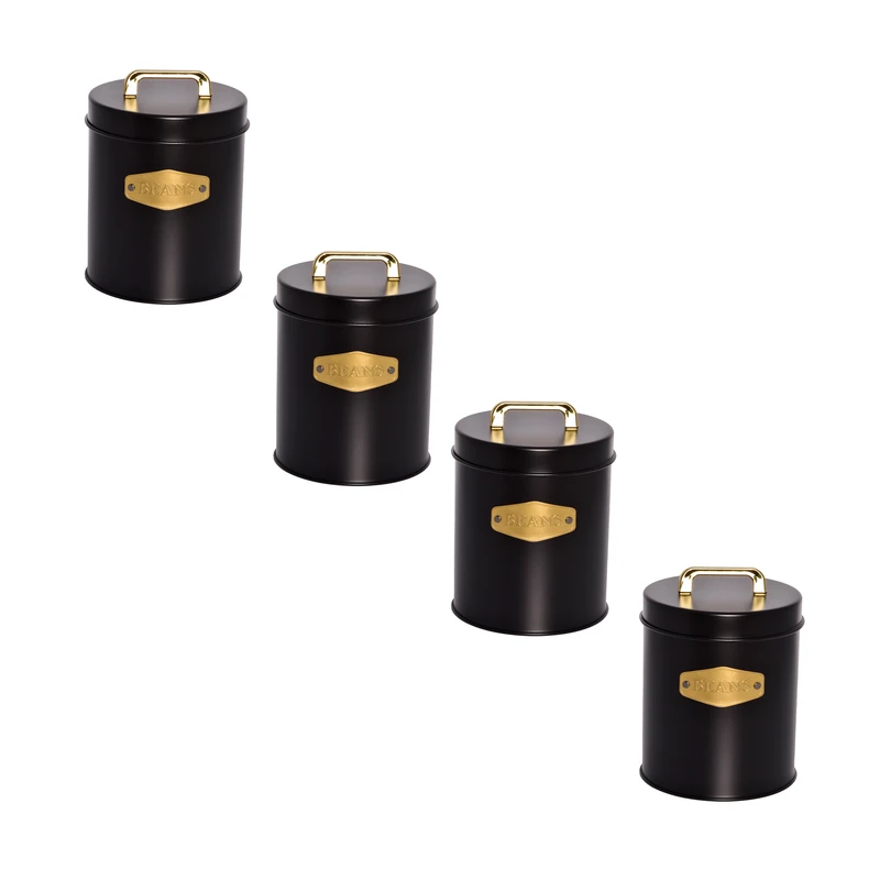 پاسماوری ۸ پارچه بی.وی.کی مدل رویال کد B.V.K 822591 (4) چهار ظرف کوچک BEANS برای نگهداری حبوبات با رنگ سرمهای و پلاک طلایی